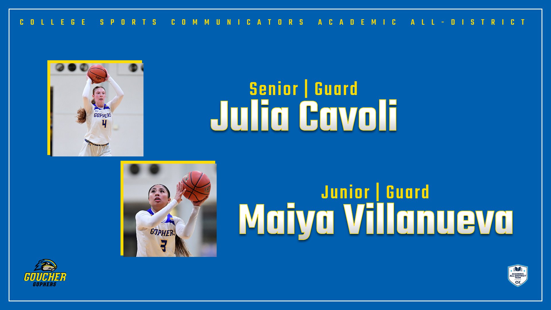 Julia Cavoli, Maiya Villanueva Earn CSC Academic All-District Honors